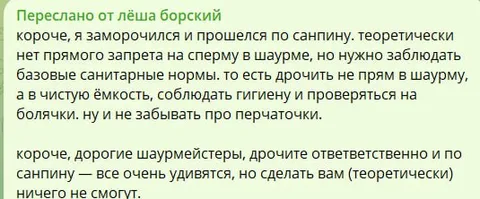 Шаурма по санитарным нормам