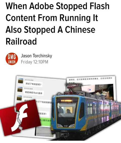 Adobe Flash Stops a Chinese Train