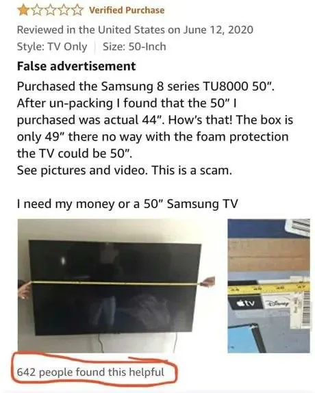 Samsung TV False Advertisement
