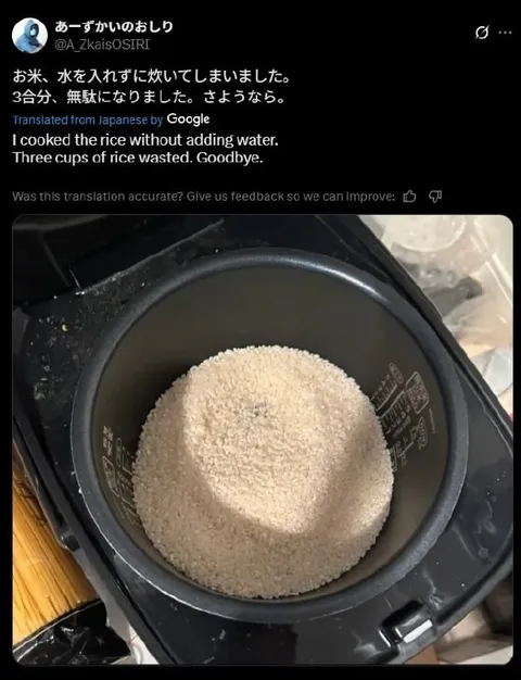 水なしで炊いたお米
