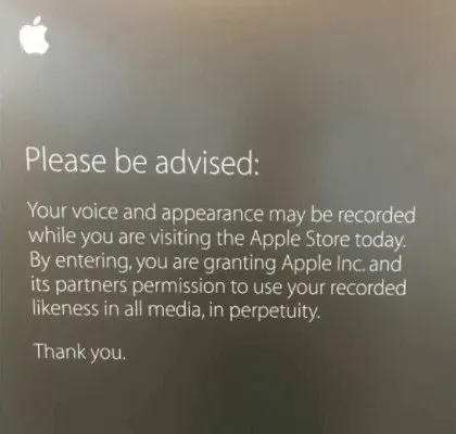 Apple Store Surveillance Notice