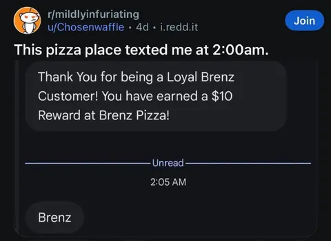 Pizza Place Texts at 2 AM