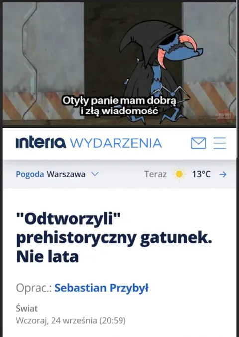 Prehistoryczny gatunek nie lata