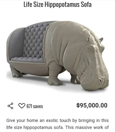Life Size Hippopotamus Sofa