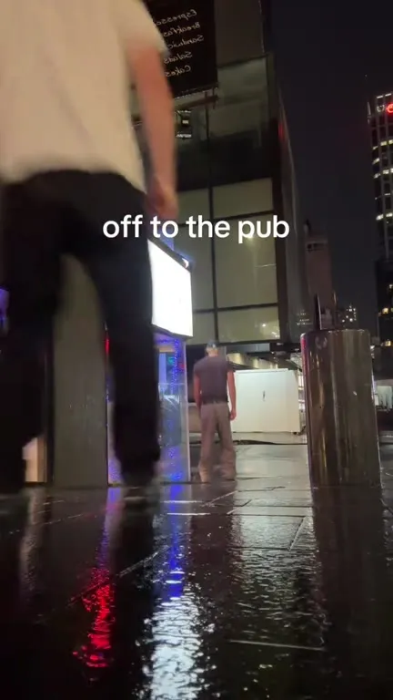 Off to the Pub in the Rain