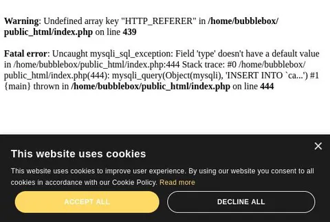 Website Error Behind Cookie Banner