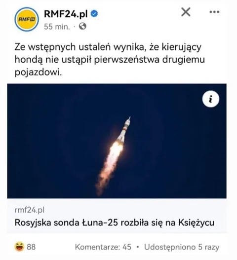 Honda nie ustąpiła sondzie Łuna-25