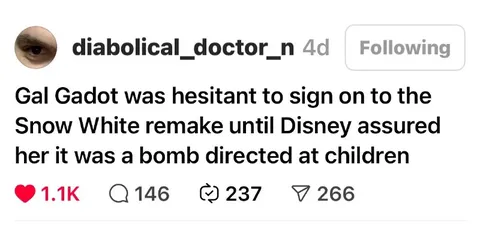 Gal Gadot Snow White Bomb Joke