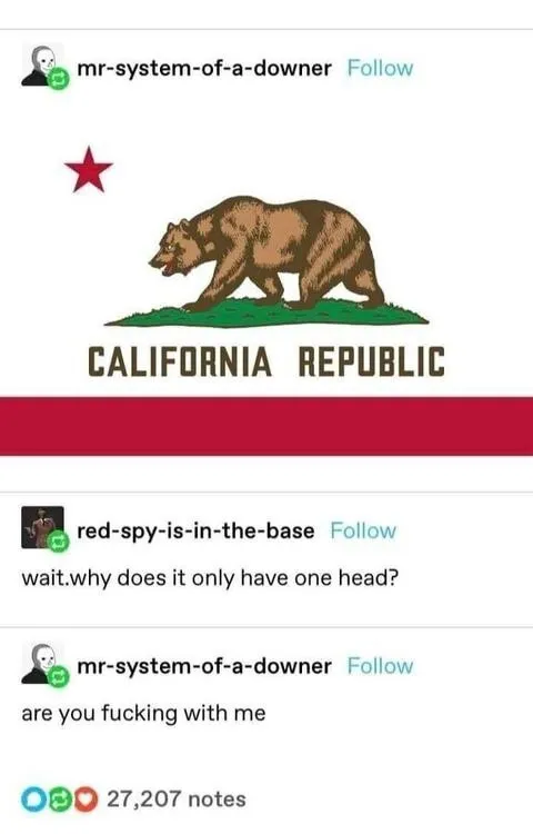 California Bear Has One Head