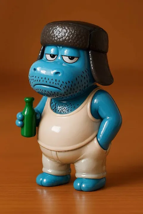 Пьяный синий пёс в ушанке