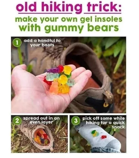 old hiking trick with gummy bears