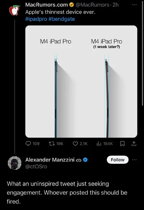 iPad Pro Bendgate Tweet