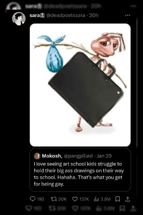 Gay ant going to school