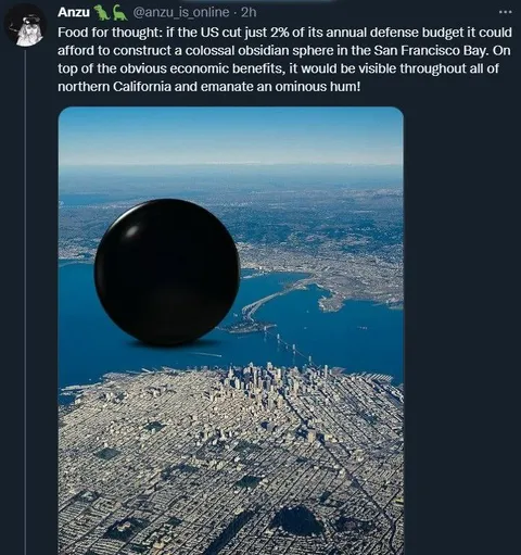 Colossal Obsidian Sphere in San Francisco Bay