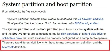 Two Definitions for System Partition