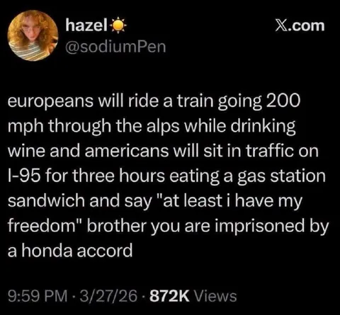 European Train Versus American Traffic