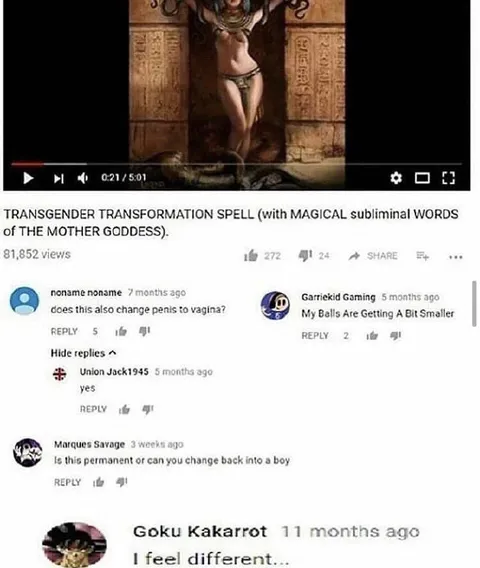 Transgender Transformation Spell Comments