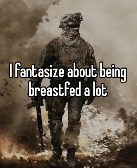 Soldier Fantasizes About Being Breastfed