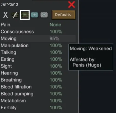 Huge Penis Weakens Movement