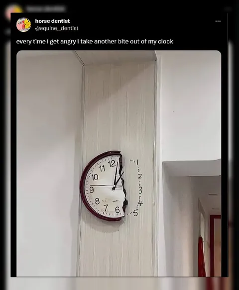 Angry Person Bites Clock