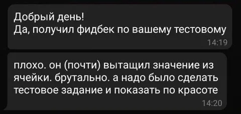 Фидбек по тестовому заданию