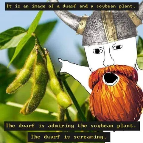Dwarf Screaming at Soybean Plant