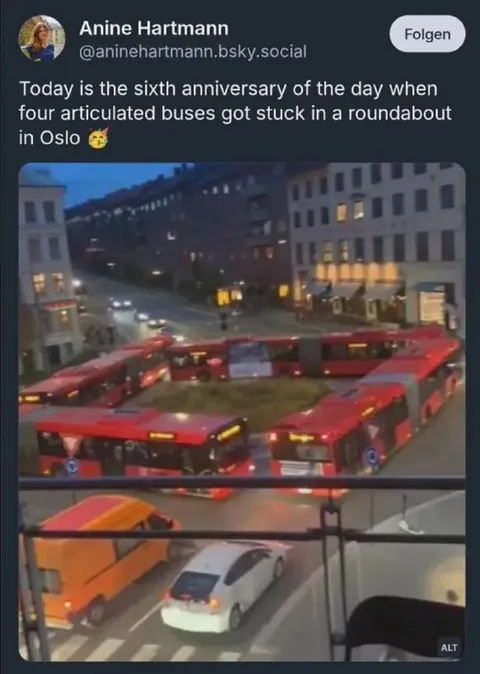 Four Buses Stuck in Oslo
