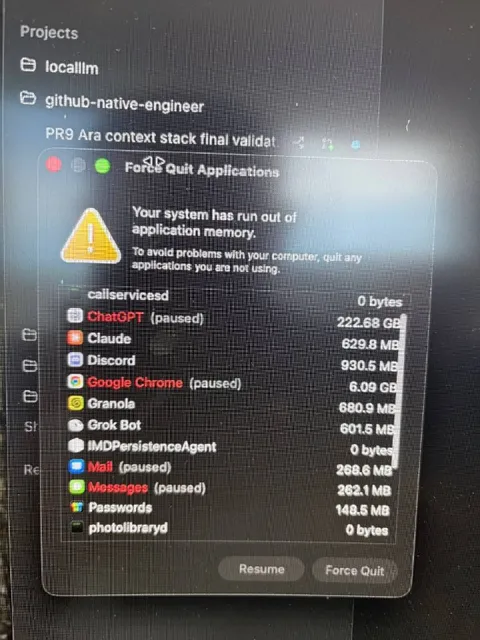 Mac Runs Out of Application Memory
