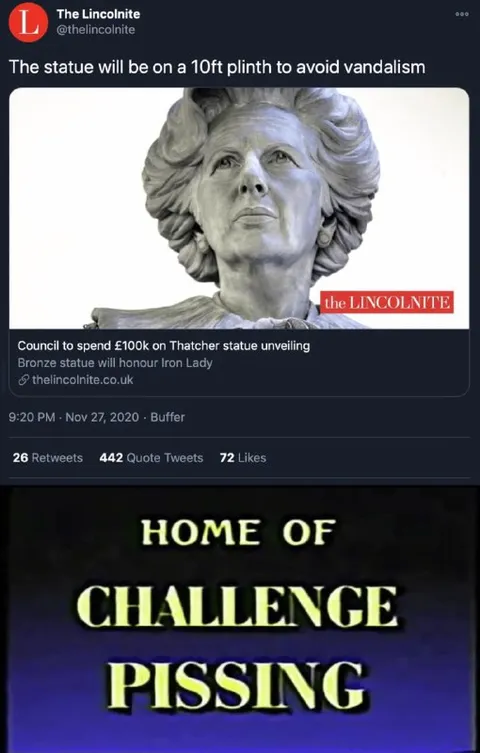 Thatcher Statue Challenge Pissing