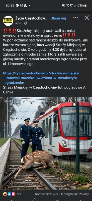 Sarenka uratowana przez strażników