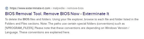 BIOS Removal Tool Search Result