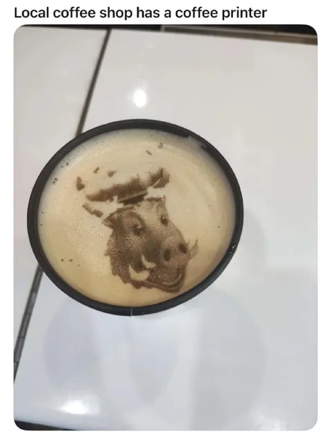 Coffee Printer Makes Rhino Latte Art