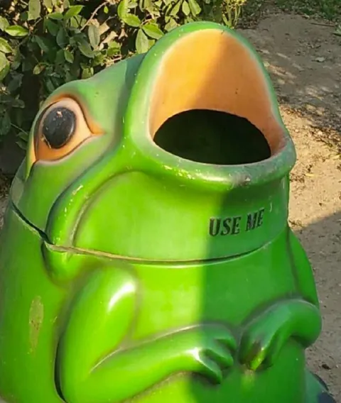 Use Me Frog Trash Bin