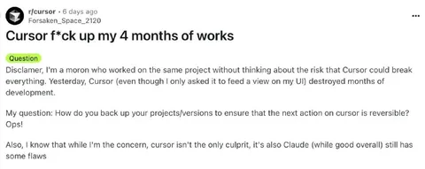 Cursor Destroys Four Months of Work