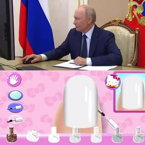 Путин делает маникюр Hello Kitty