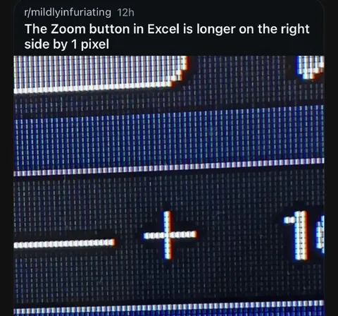 Excel Zoom Button Misalignment