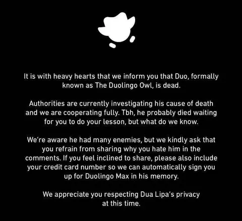Duolingo Owl Death Announcement