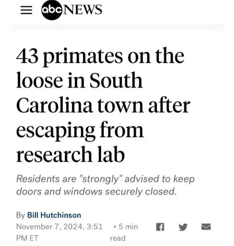 43 Primates Escape Research Lab