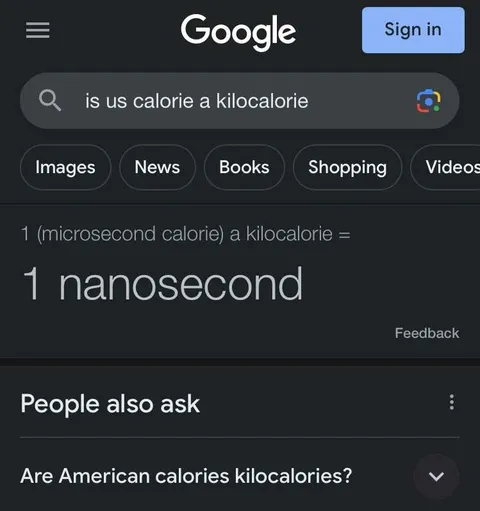 American Calories Are Nanoseconds