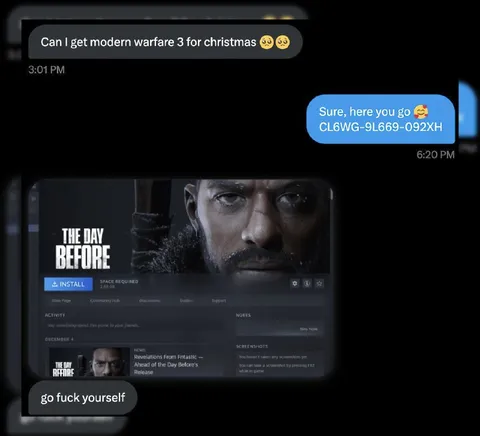 The Day Before Game Key Prank