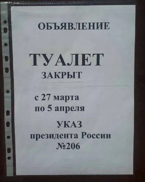 Туалет закрыт указом президента