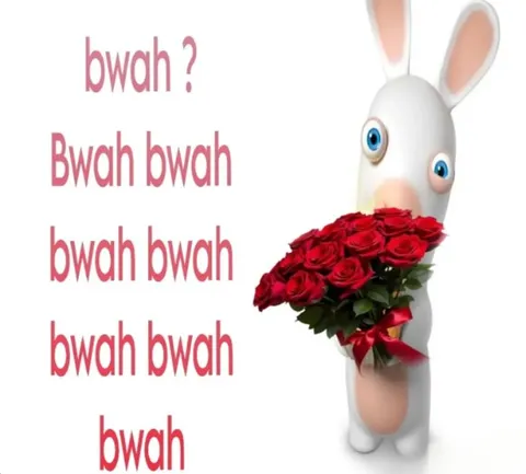 Rabbid Says Bwah With Roses