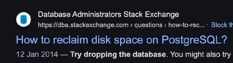 PostgreSQL Disk Space Joke