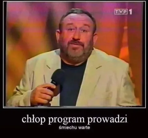 Chłop prowadzi program