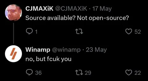 Winamp Rejects Open Source