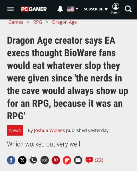 BioWare Fans Eat Any RPG Slop