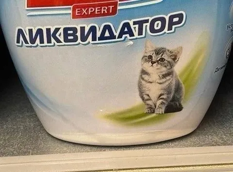 Кот-ликвидатор на упаковке