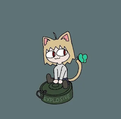 Catgirl Sitting on Explosive Mine