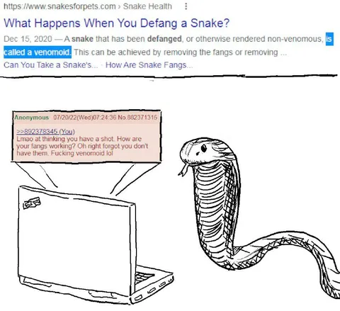 Defanged Snake Roasts Anonymous Poster