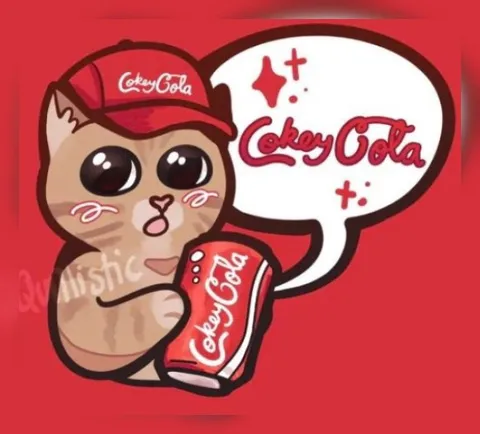 Cute Cat Drinking Cokey Coka